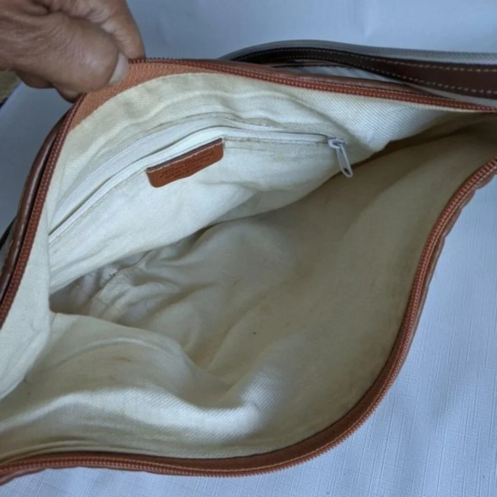 Allan Edward Shoulder Bag Striped Leather Accents Hobo Handbag